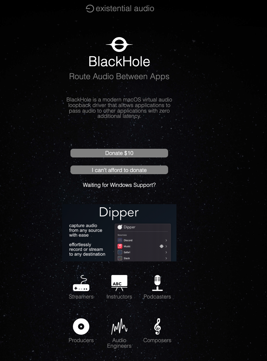 Official Existential Audio BlackHole page